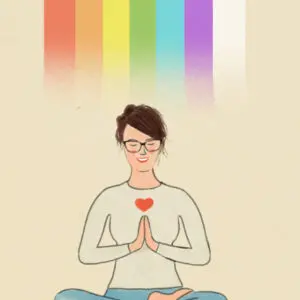 Meditación recarga energética en un mundo lleno de colores